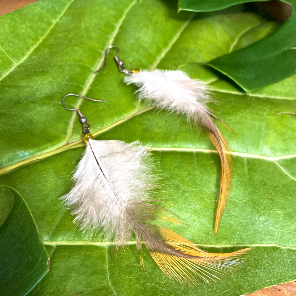 Boho Wind & Fire Hippy Beaded Feather Earrings